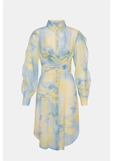 Rio Dress chemisier con stampa acquerello e maniche voluminose  SEMICOUTURE ATTIC AND BARN | Vestiti | MATDR014AT261199